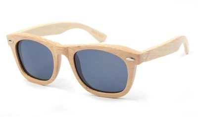Dabīga bambusa saulesbrilles ar zaļu spoguļlēcu Vintage roku darbs unisex zīmols